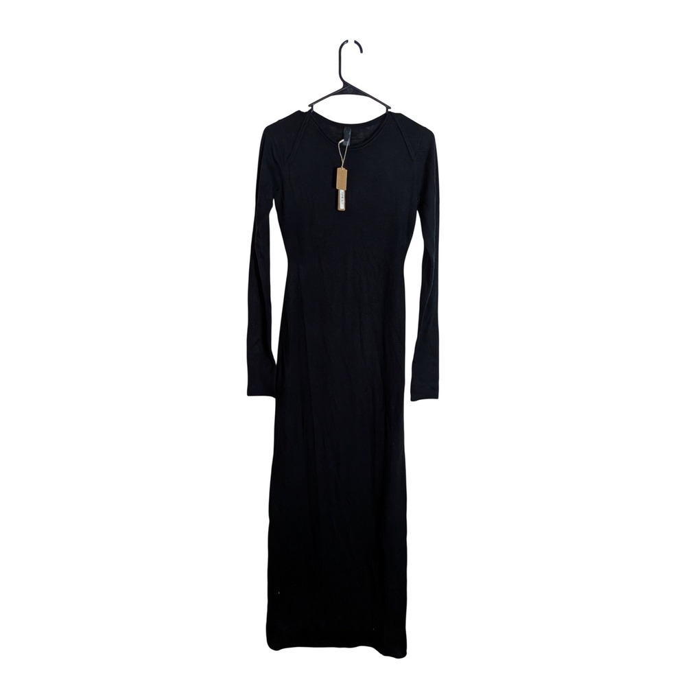 Skims Sheer Cashmere Long Sleeve Maxi Dress Onyx Black XS DS-DRS-10286W NWT - Picture 3 of 7